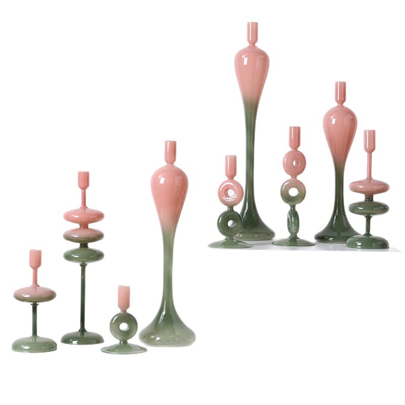 Luz de lujo arte de vidrio de colores candelabros rosa verde gradiente estilo nórdico decoración del hogar modelo de habitación hotel