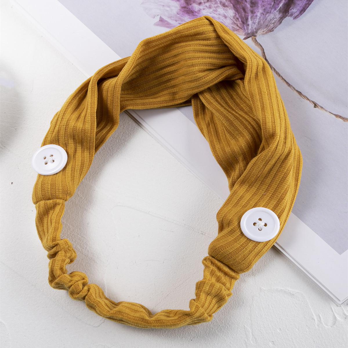 Estilo coreano ins banda de pelo de punto de ala ancha hebilla torcida máscara colgante diadema dulce simple Mori chica estilo lavado de cara diadema cruzada