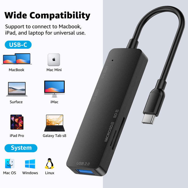Üretici usb splitter tipi bağlantı istasyonu 3.0 hub çok fonksiyonlu beş'i bir arada tip-c bağlantı istasyonu