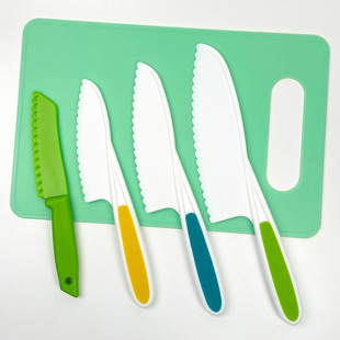 Children's Plastic Knife Set Fruit Knife Cutting Board Cake Knife Dessert Knife Bread Knife Peeling Baking Tools Tableware