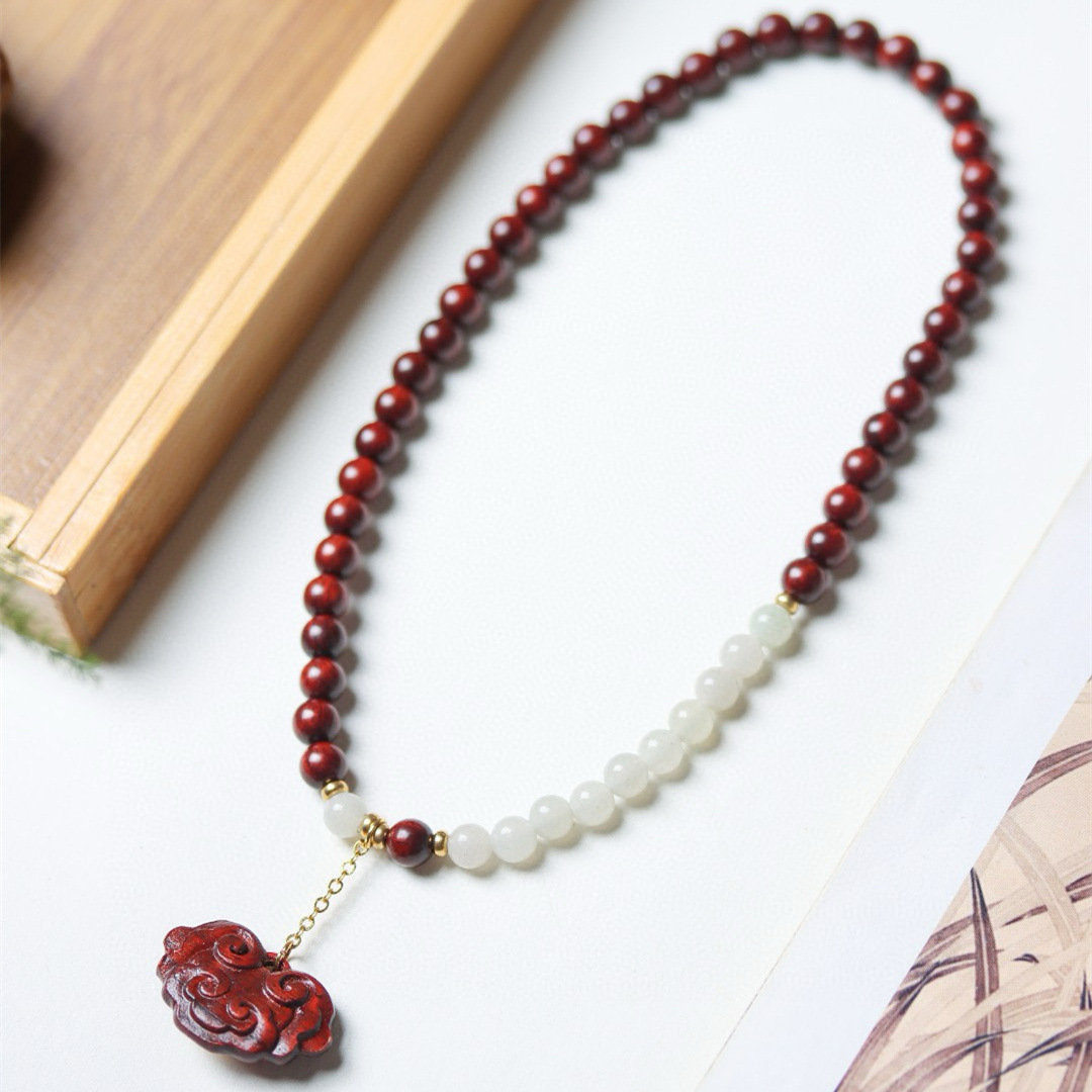 民族风天然紫檀木多圈手串手持佛珠DIY 女款古风吊坠高级感搭配链