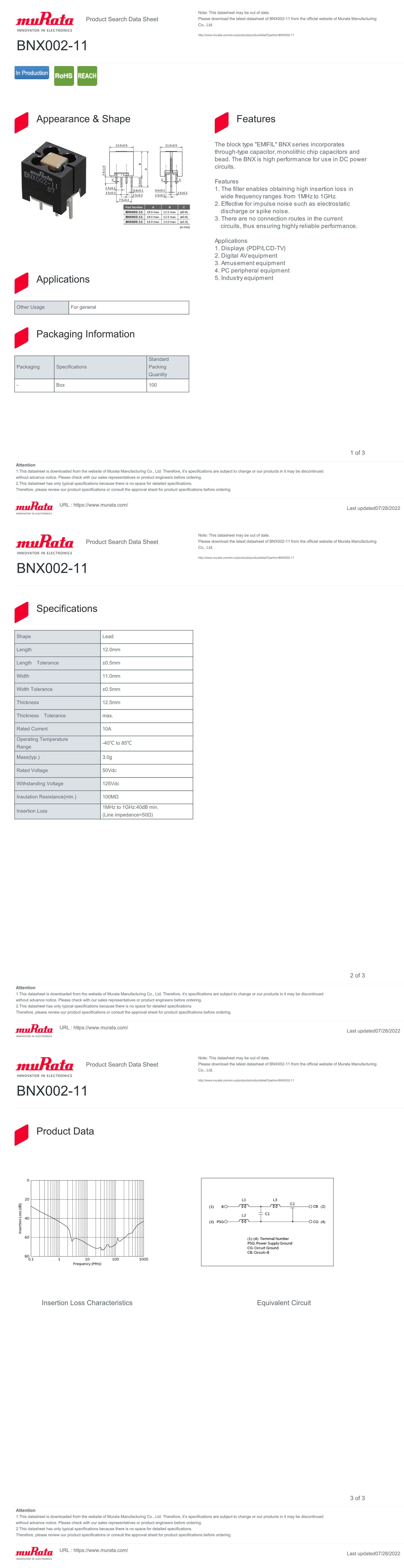 BNX002-11 村田EMI滤波器 MURATA 10A 全新 原装现货带包装-阿里巴巴
