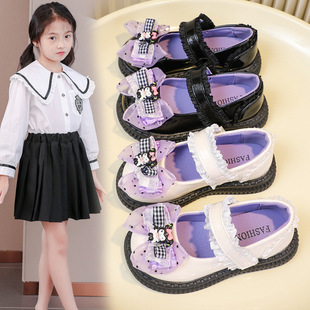 Girls' Leather Shoes Kuromi Princess Shoes Spring and Autumn 2025 New Soft Sole Medium and Large Children's Soft Sole Little Girls' Children's Shoes