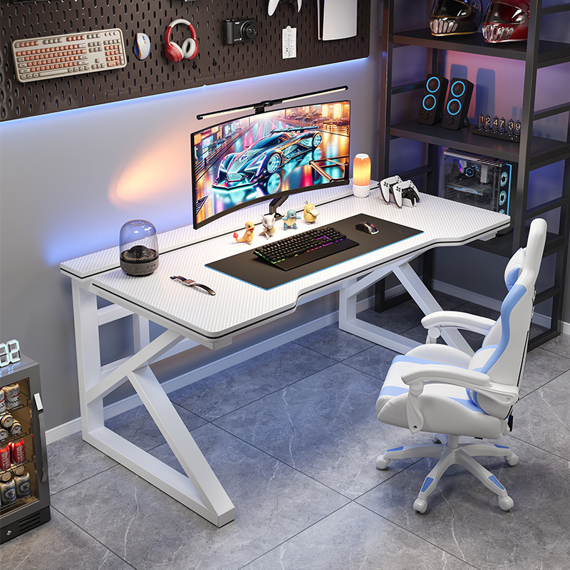 Computer desk with carbon fiber texture, two-section gaming e-sports table, home study writing office desk Computer desk with carbon fiber texture, two-section gaming e-sports table, home study writing office desk