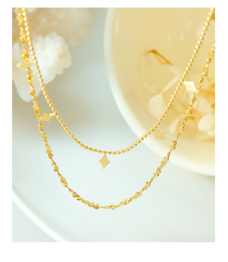 Simple Style Rhombus Titanium Steel Layered Necklace 1 Piece