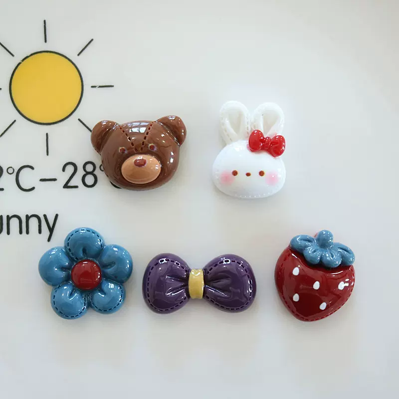 复古风树脂配件 蝴蝶结 草莓 DIY小饰品装饰贴片 洞洞鞋装饰材料