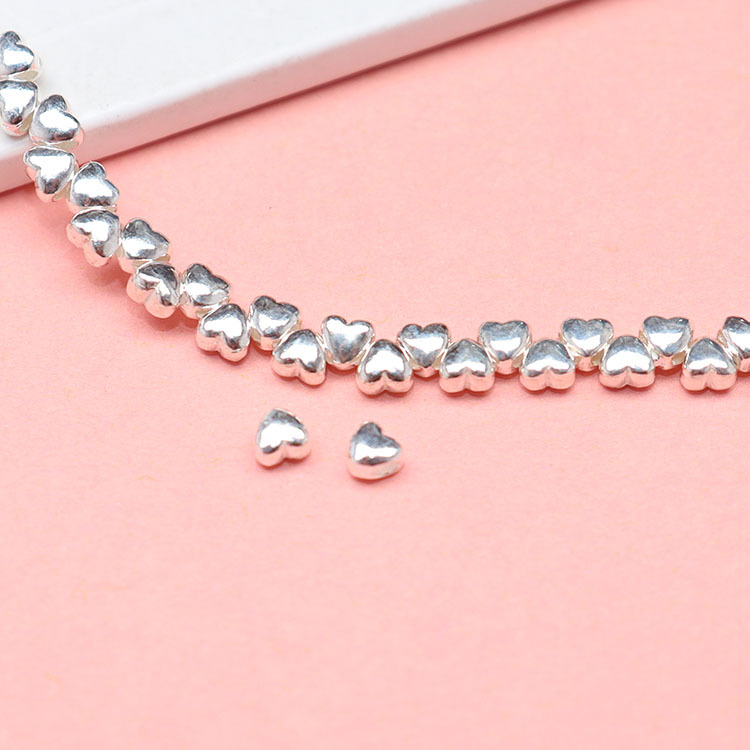 2g Weight Beads Jewelry Making Type 3.5*3.2*2.6mm Jewelry Making Size 1 Piece 3.5*3.2*2.6mm Hole 1~1.9mm 925 Sterling Silver Heart Shape DIY Jewelry Accessories Beads
