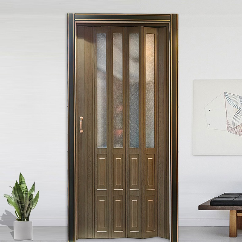 Sliding and Folding Doors, PVC Bathroom, Bedroom, Kitchen, Balcony Partition Doors, Simple Chinese Style Soundproof and Heat Insulating Sliding Doors