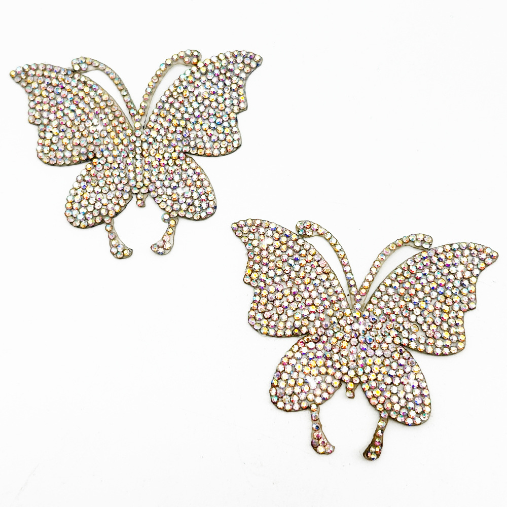 Venta caliente mariposa patrón de diamantes de imitación pegatinas accesorios de ropa joyas de diamantes calientes accesorios de bricolaje pegatinas de diamantes pegatinas de diamantes autoadhesivas