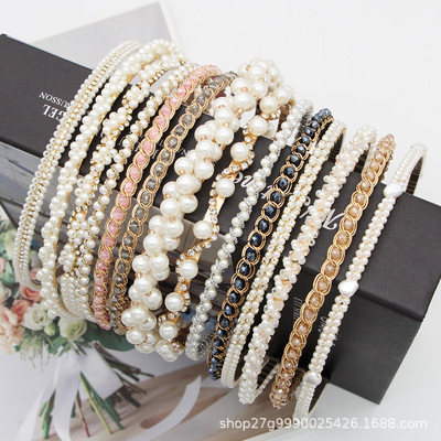 新款簡約清新複古珍珠合金發箍韓國ins網紅氣質超仙頭箍頭飾