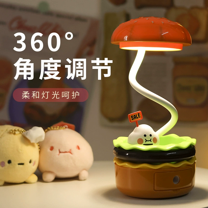 Светящийся гамбургер USB перезаряжаемый источник питания точилка для карандашей настольная лампа ночник Студент чтение обучение офис светодиодный свет завод