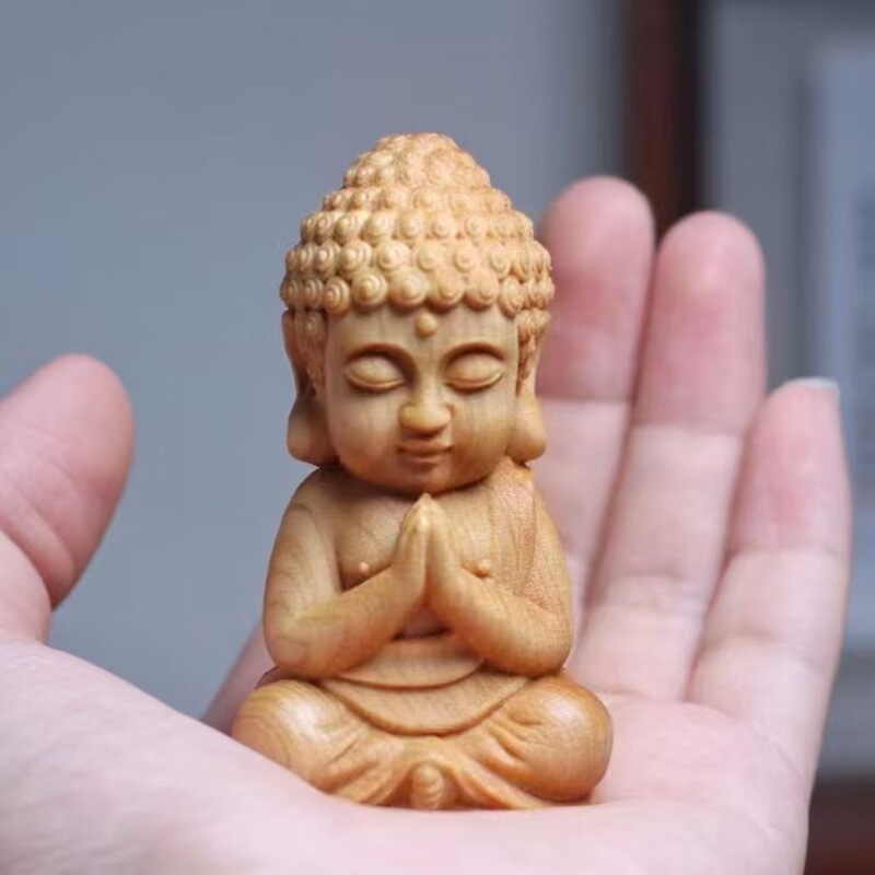 批发崖柏观音摆件释迦摩尼佛手把件实木雕刻桌面摆饰宝宝佛手把件|undefined