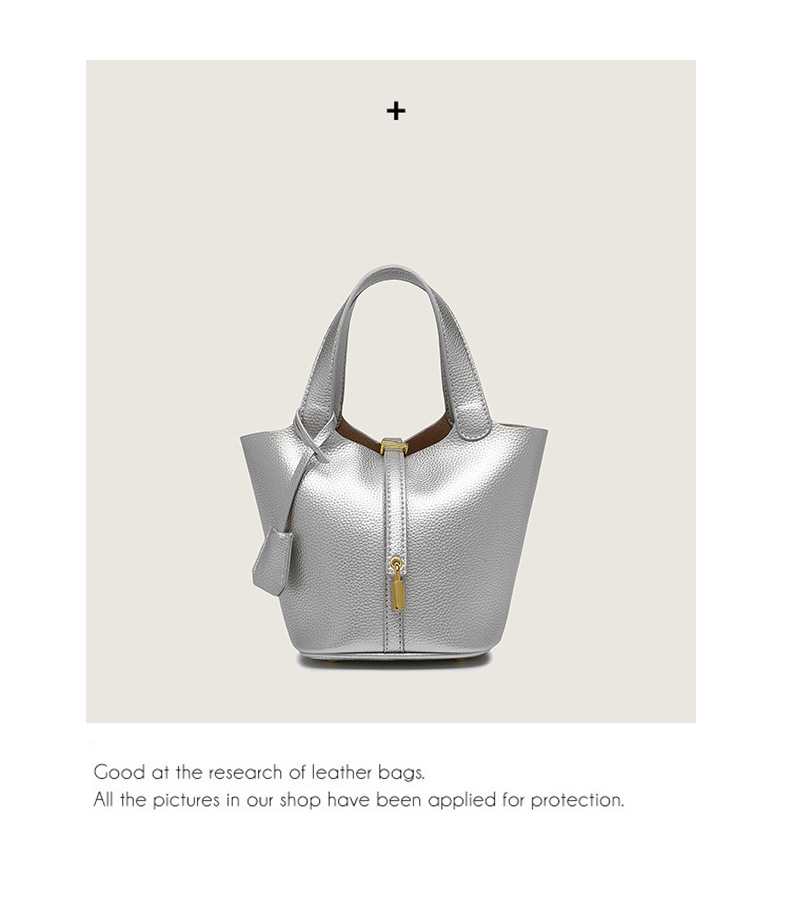 2024 New Vegetable Basket European And American Style Soft Leather Women's Large Capacity Lychee Pattern Bucket Bag Handbag_voghion.com