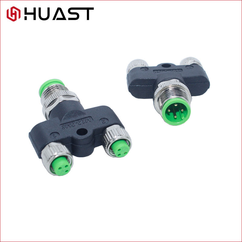 M12 to 2m8-Y TYpe Splitter 4-core to 3-core Industrial Automation Equipment Ethernet Data Waterproof Connector