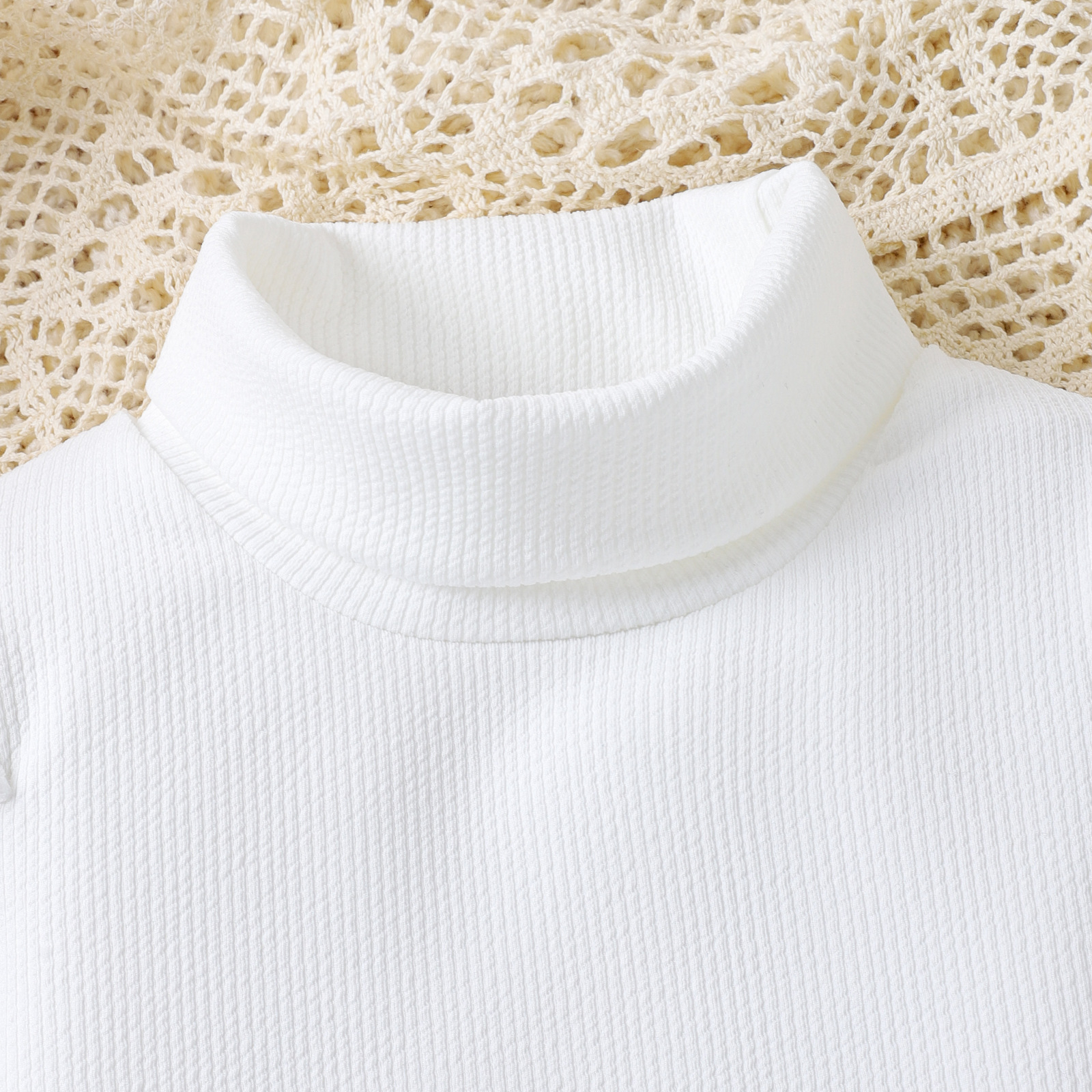 Autumn winter medium-sized children's with high collar cotton top, small fragrant checkered short skirt, and hat three_voghion.com