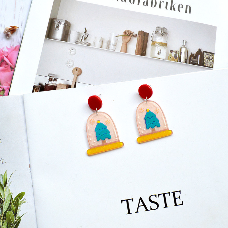 Festival Occasion Acrylic Material 1 Pair Cartoon Style Christmas Tree Santa Claus Arylic Drop Earrings