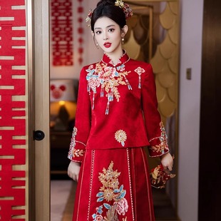 New Chinese-style Xiuhe Dress Bride Wedding Dress 2025 New High-end Wedding Dress Engagement Toasting Dress for Small Man