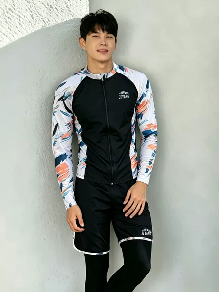 Korean Men's Colorful Sun-Protective Slim-Fit Snorkeling Swimsuit Diving Suit Long-Sleeve Long-Pants Waterproof Rash Guard Surfing Suit