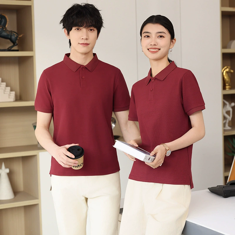 Новая хлопковая рубашка-поло с разрезом, чистый цвет, на заказ, для офиса, рекламная рубашка, рабочая униформа, на заказ, рубашка с символикой.