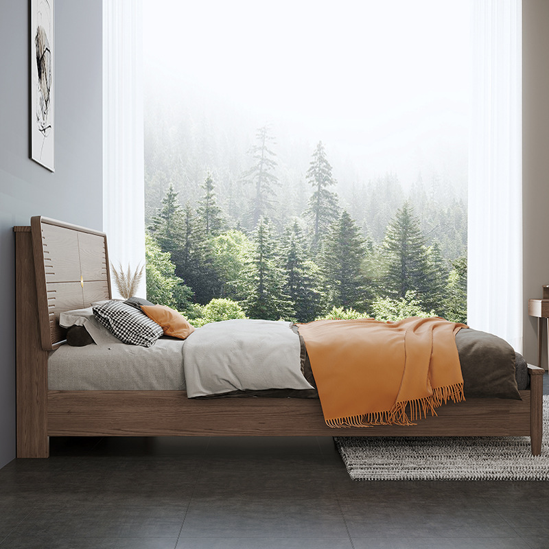 全實木床臥室1.8米白蠟木北歐床現代簡約1.5m主臥雙人床儲物婚床