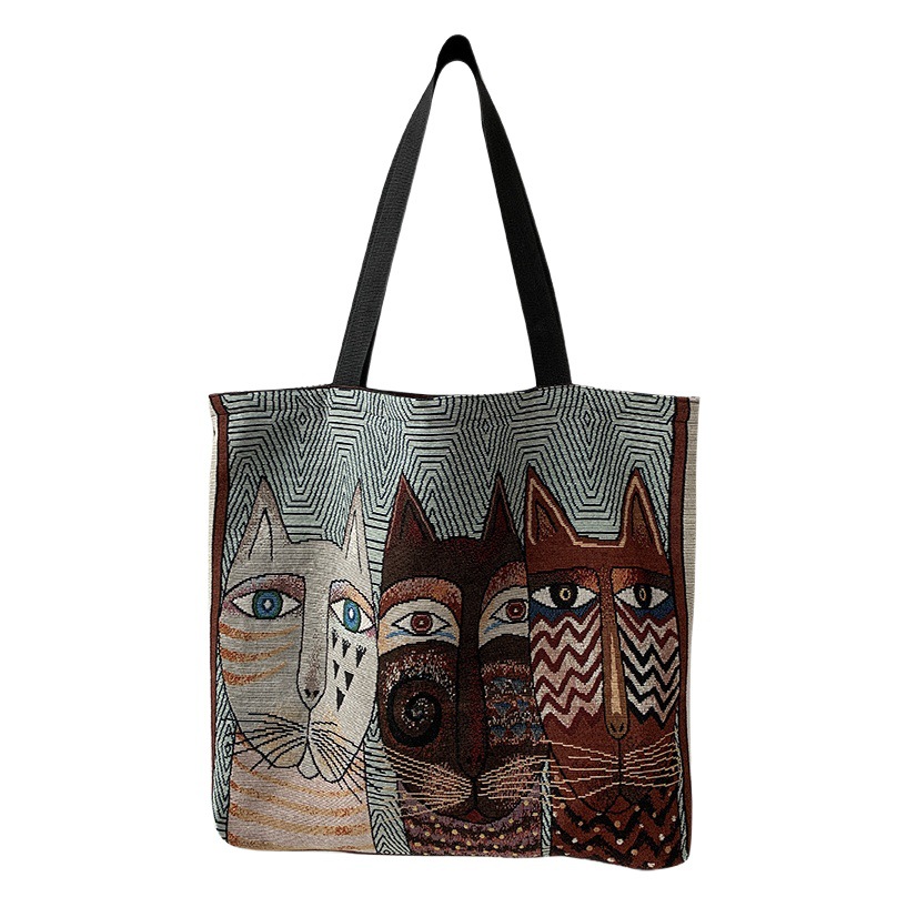 Estilo europeo y americano impreso bolsa de lona ins gran capacidad portátil momia bolso de mano lindo coreano hombro estudiante bolsa de la escuela