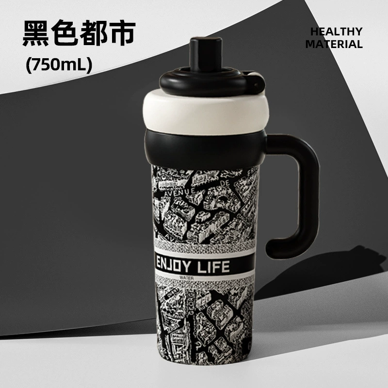 Capacious glass, tea cup, high quality ceramic straw with glass