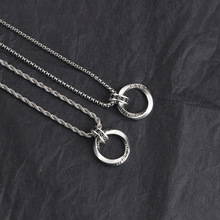 鑫麒首饰莫比乌斯双环项链男潮个性冷淡风简约百搭嘻哈风镶钻吊坠