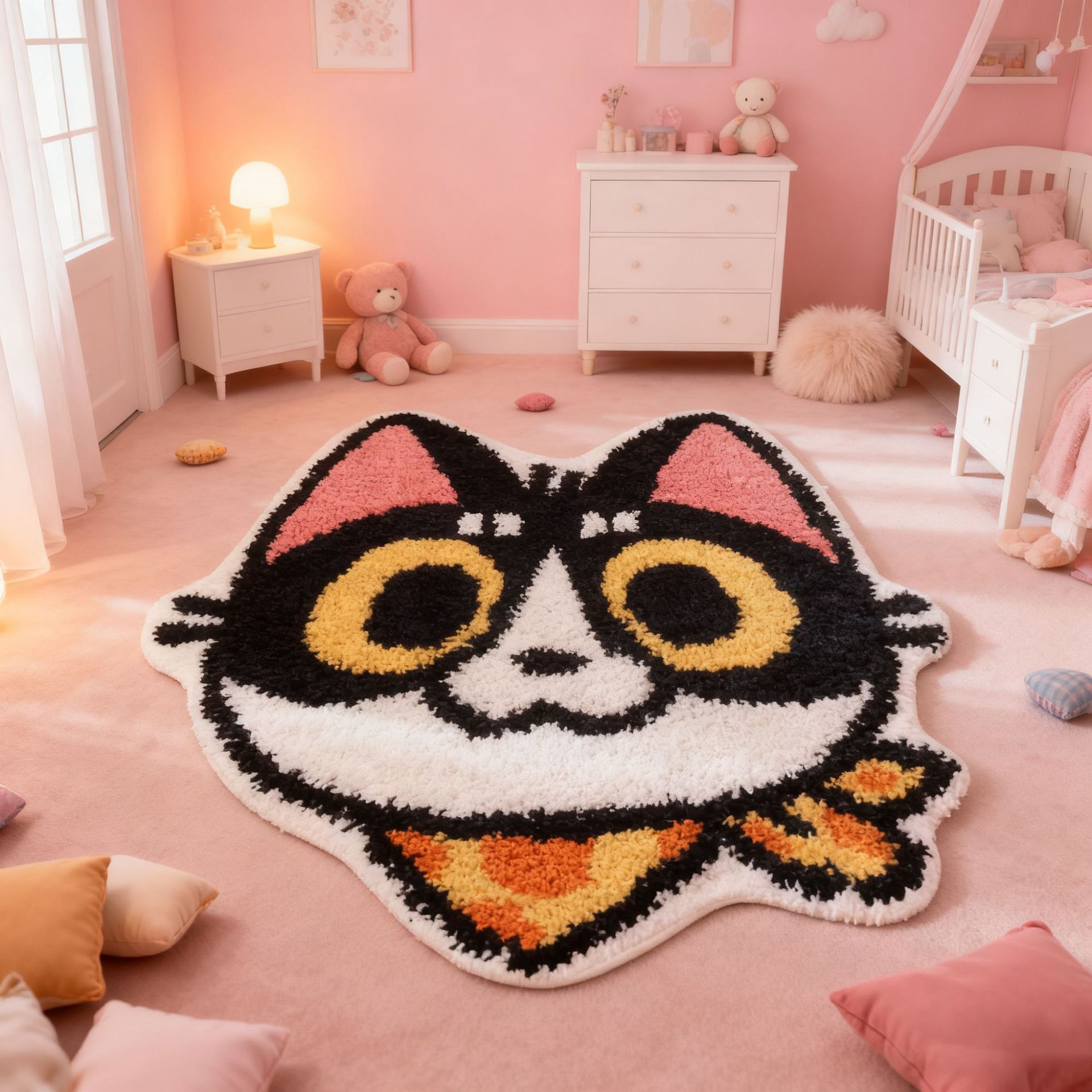 植绒地毯小批量卡通异形高密度吸水浴室垫加厚可爱方形簇绒地垫