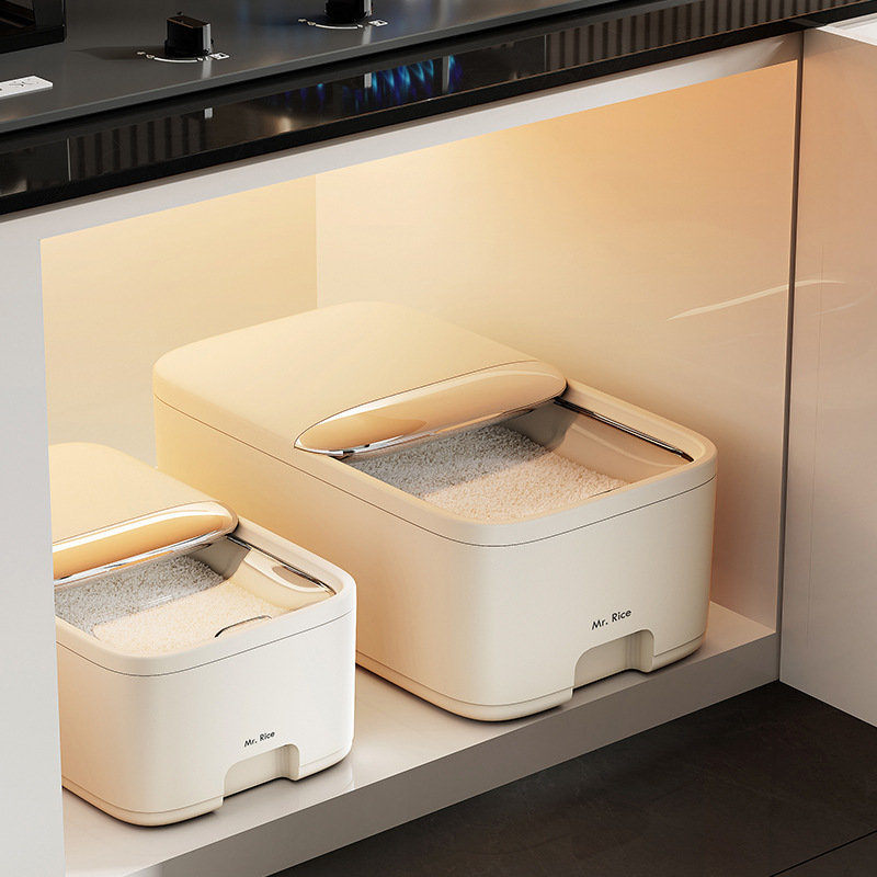 Eco-Friendly Sliding-Top Rice Container for Home Use: Premium Sealed Storage Box for Grains, Cereals, and Flour—Protects Against Pests and Moisture