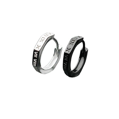 Men's Simple Minimalist Unique Earrings, Personalized Men's Geometric Trend Earrings, Roman Numerals Men's Earrings, Fashionable Male Ear Cuffs, Ear Accessories for Boys