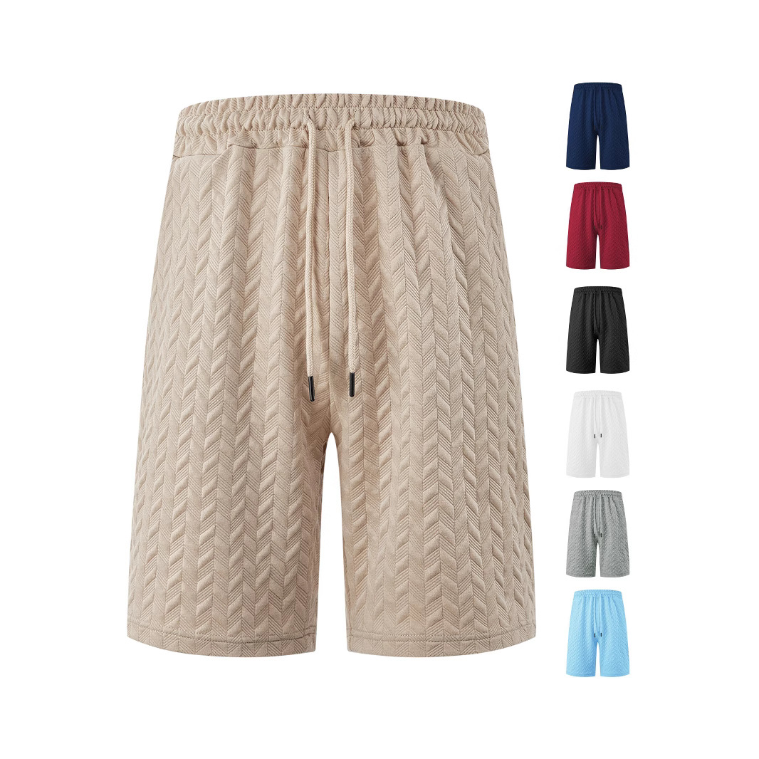 Europa y Estados Unidos transfronterizos ropa de hombre pallet spot verano flojo sólido jacquard correa de hombre casual pantalones cortos de playa