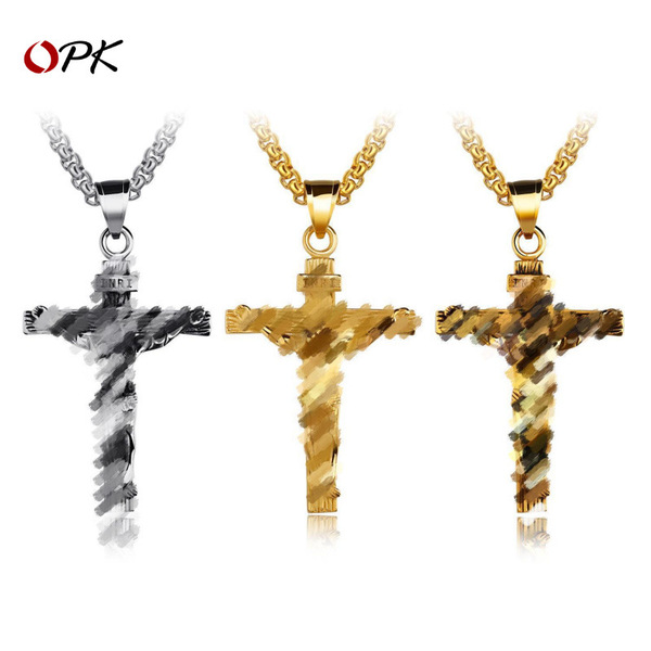 유럽과 미국의 클래식 복고풍 크로스 펜던트 남성 스트리트 힙합 조커 스테인레스 스틸 목걸이 남성 보석 도매