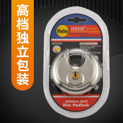 HEHE牌201不鏽鋼圓餅鎖防盜防鏽防水戶外高強度精拋全銅心掛鎖