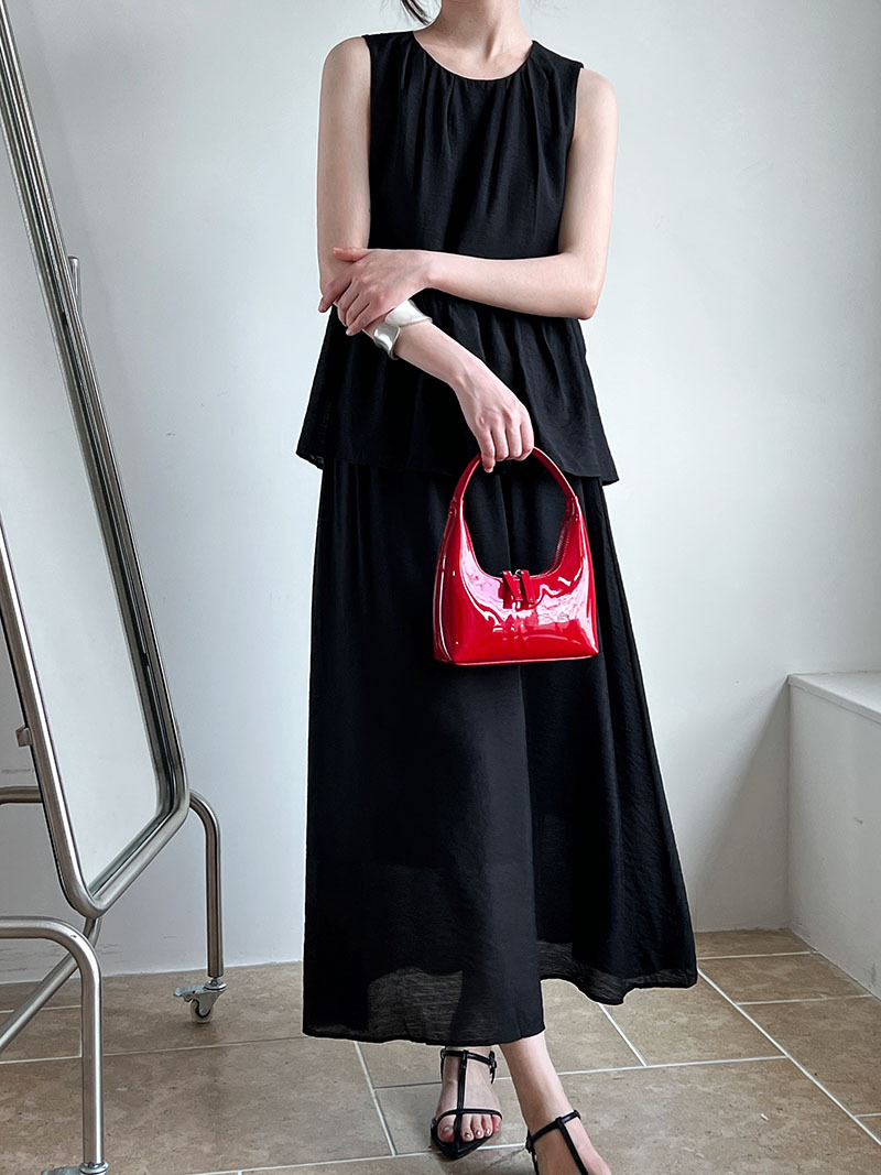 Summer Lightweight Sleeveless Vest Doll Shirt Skirt Two Piece Set Loose Tencel Suit Women