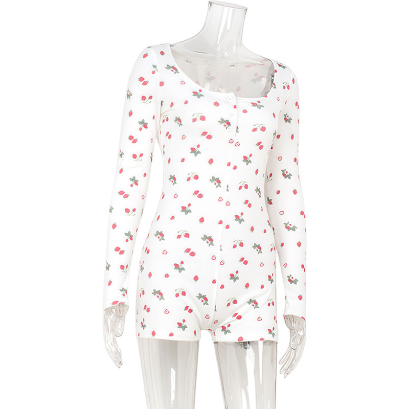 Mono informal de primavera para el hogar con estampado floral, cuello cuadrado y manga larga