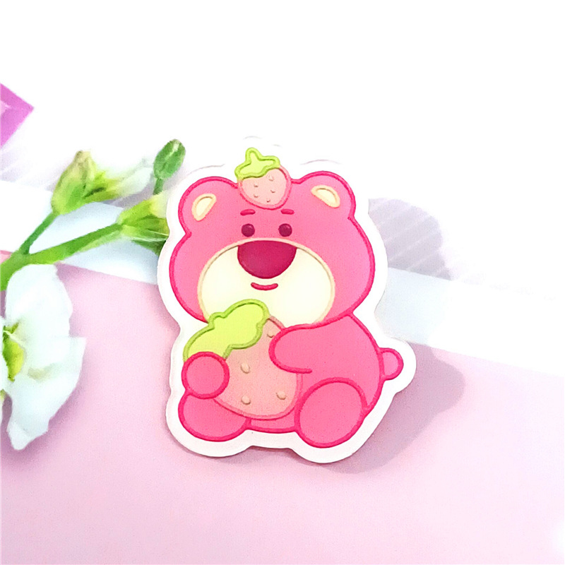 Dibujos animados ins lindo suave lindo fresa oso acrílico broche Estudiante Premio insignia bolsa colgante joyería parche