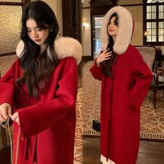 呢子大衣女秋冬季新款大码宽松中长款胖MM女士外穿保暖衣毛呢外套