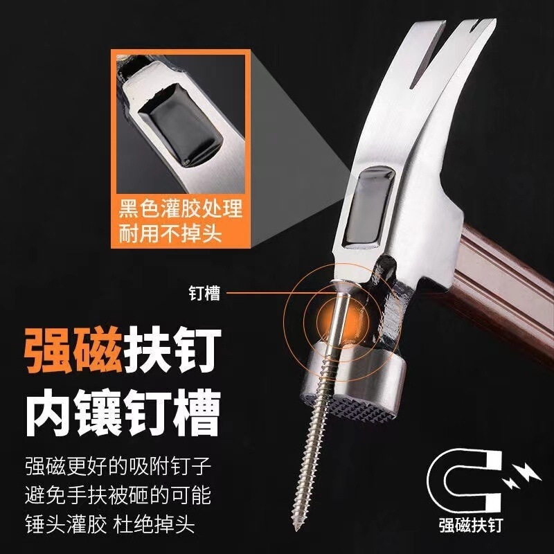 強力な磁性高炭素鋼クローハンマー釘取り木工ハンマーハンドル保護用アルミスリーブ付き|undefined