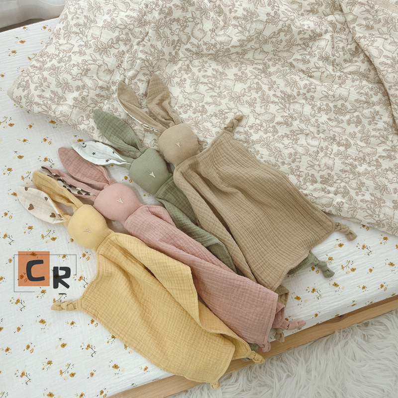 Cross-border exclusive infant A class gauze small rabbit animal head pacifier towel wrinkled cloth sleep companion toy 