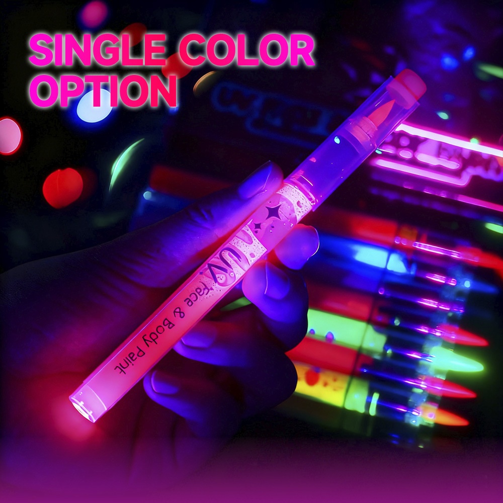 Ventas transfronterizas calientes líquidas directas pen luminiscente UV acuarela pen concierto pen marcador de pintura corporal de Halloween en stock