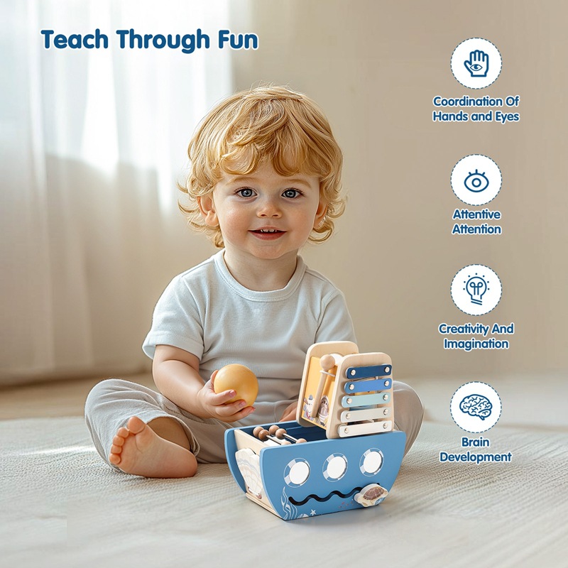 Montessori Baby Puzzle Educación temprana Juguete cinco en uno multifuncional Elementos del océano