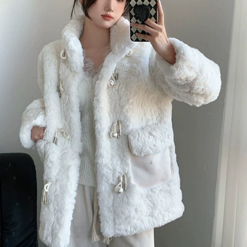 Velvet warm long jacket, Korean style, mid-length, increased thickness