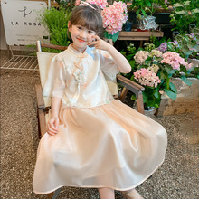 女童中国风连衣裙2024夏季新款儿童汉服裙子女大童夏装公主裙套装