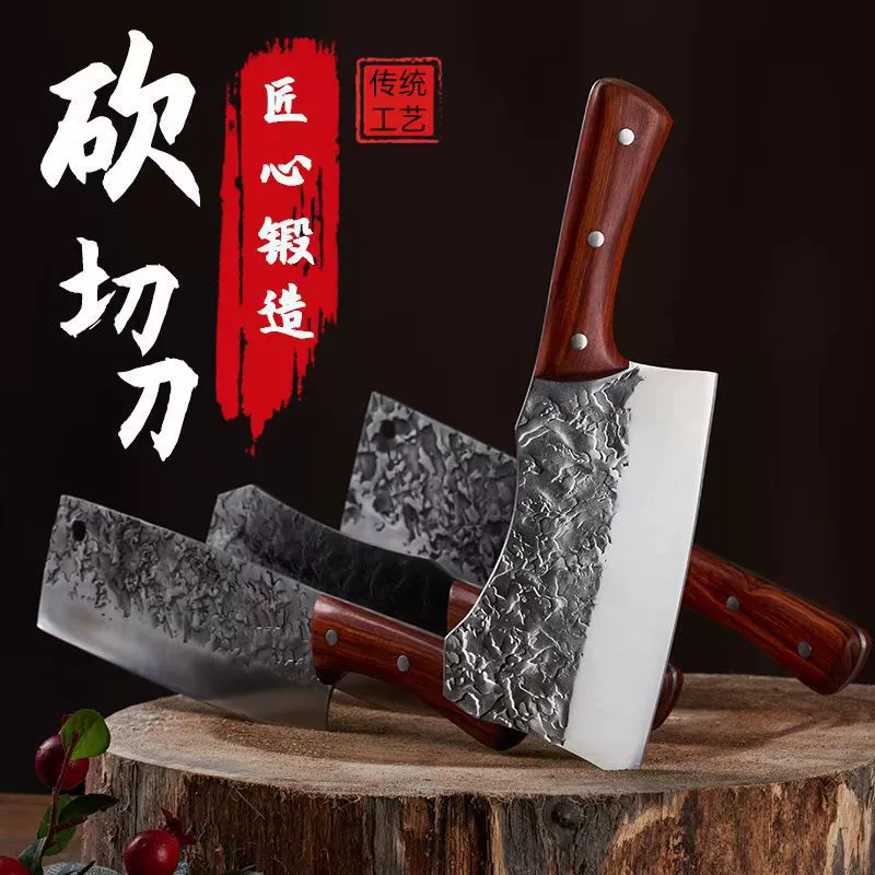 Оптовая продажа производителя красный сандалwood круглая ручка нож кухонный нож для резки кухни острый древний способ ковка комплект ножей для кухне