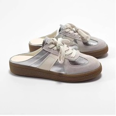 包頭半拖鞋女2024新款夏季外穿一腳蹬小白拖鞋軟底無後跟德訓鞋子