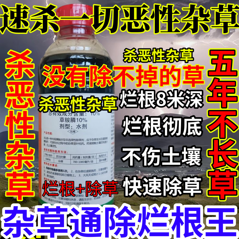 速杀一切恶性杂草精草铵膦铵盐果园小飞蓬耕地强效除草剂烂根王