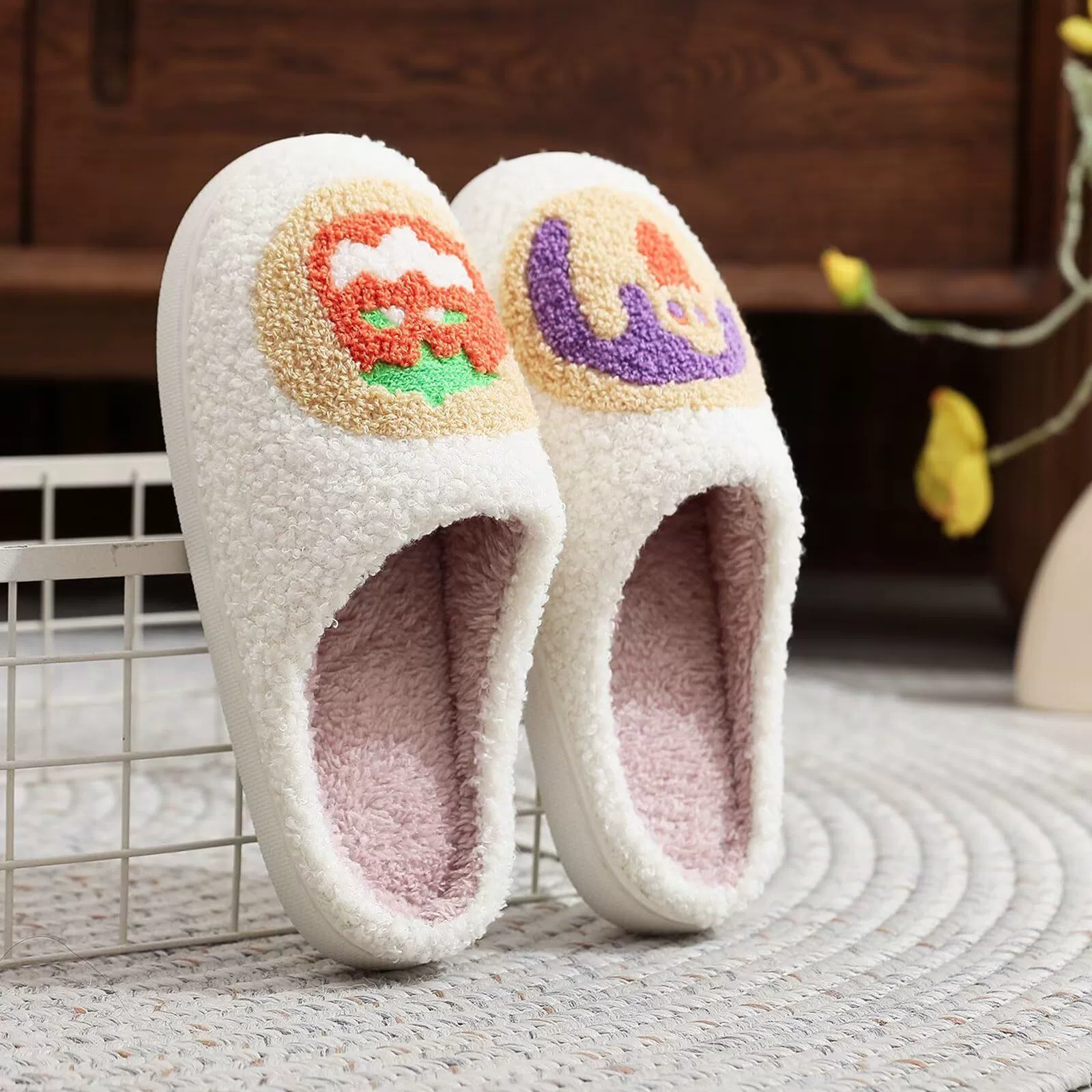 Тапочки по индивидуальному заказу, плюшевые домашние хлопковые тапочки, домашние осенне-зимние теплые тапочки, хлопковые тапочки, пара меховых тапочек