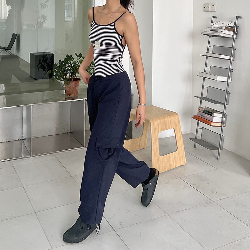 Special Clearance Sale 2026 Genuine Outdoor Retro Style Pocket Drawstring Sports Pants in Navy Blue, Double-Layer, No Returns or Exchanges