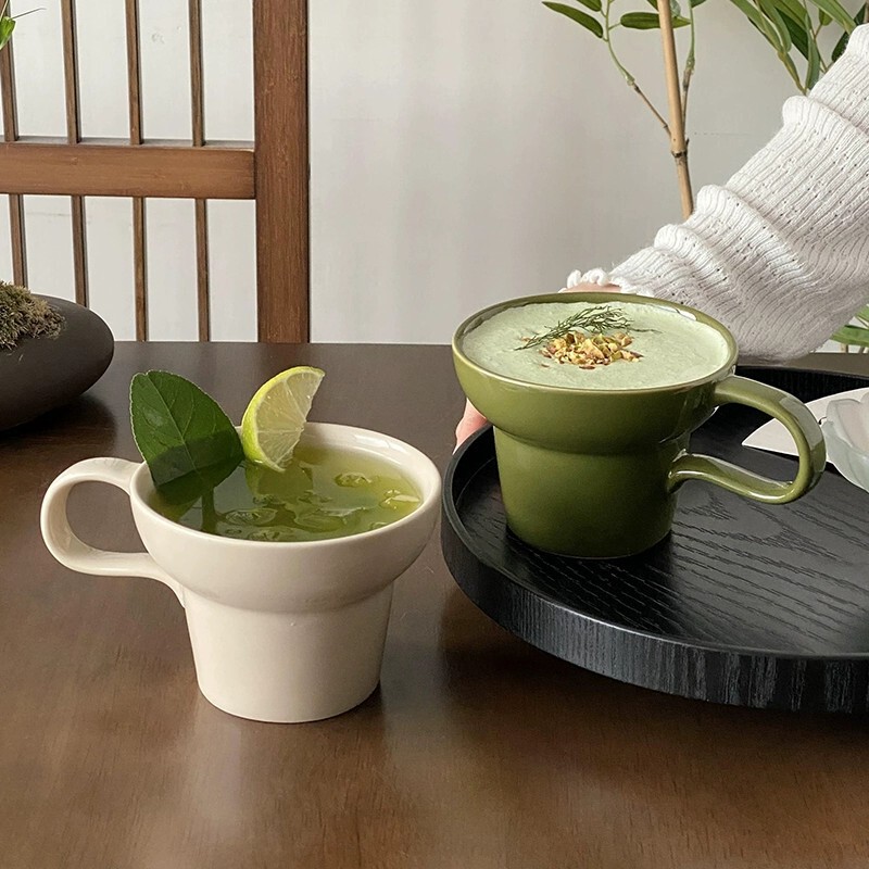 中古陶瓷马克杯家用带把拿铁咖啡杯ins风喝水杯子创意瓷杯牛奶杯|undefined