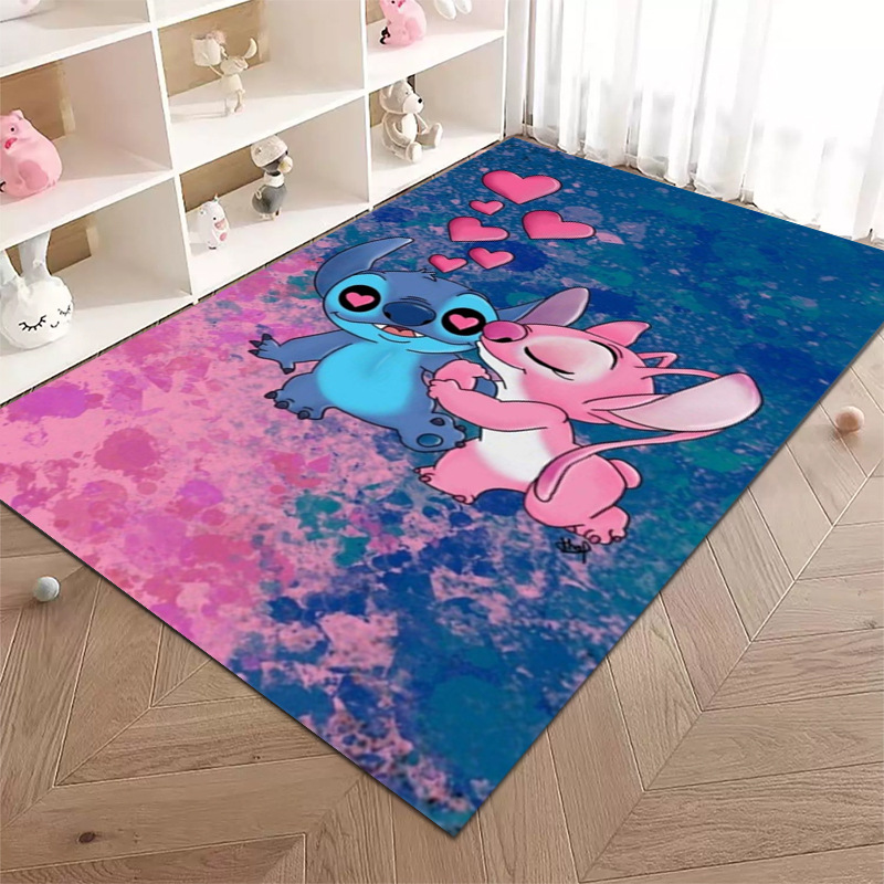 Puntada de dibujos animados sala de estar alfombra hogar sofá mesa de café piso alfombra gran área linda chica corazón Bahía ventana estera en stock